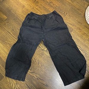 Linenfox Wide Leg Black Linen Pants